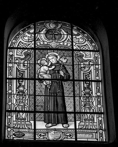 Baie n° 110 : saint Antoine de Padoue. © Jean-Luc Ligier / Région Bourgogne-Franche-Comté, Inventaire du patrimoine - 1982