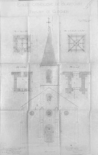 Projet de clocher. © Bernard Lardière, Thiébaud / Région Bourgogne-Franche-Comté, Inventaire du patrimoine - 1982