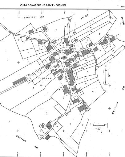Plan cadastral, 1971, section ZE, échelle 1 : 1000. © Yves Sancey / Région Bourgogne-Franche-Comté, Inventaire du patrimoine - 1985