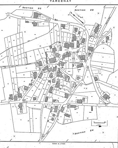 Plan cadastral, 1965, ZM, échelle 1 : 1000. © Yves Sancey / Région Bourgogne-Franche-Comté, Inventaire du patrimoine - 1985