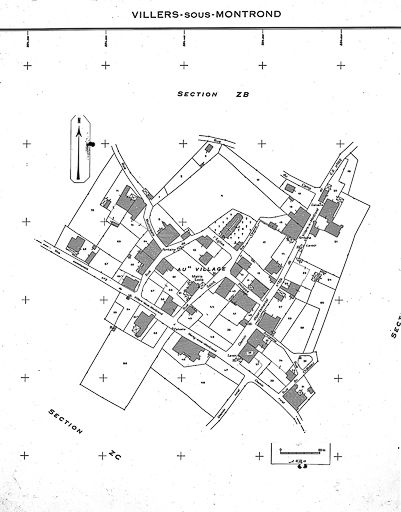 Plan cadastral, 1969, section AB, échelle 1 : 1000. © Yves Sancey / Région Bourgogne-Franche-Comté, Inventaire du patrimoine - 1985