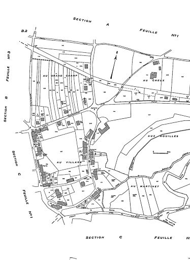 Cadastre : 1975 A (feuille n° 2). © Jérôme Mongreville / Région Bourgogne-Franche-Comté, Inventaire du patrimoine - 1985