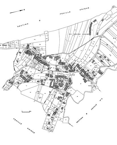 Cadastre : 1979 E (feuille unique). © Jérôme Mongreville / Région Bourgogne-Franche-Comté, Inventaire du patrimoine - 1985