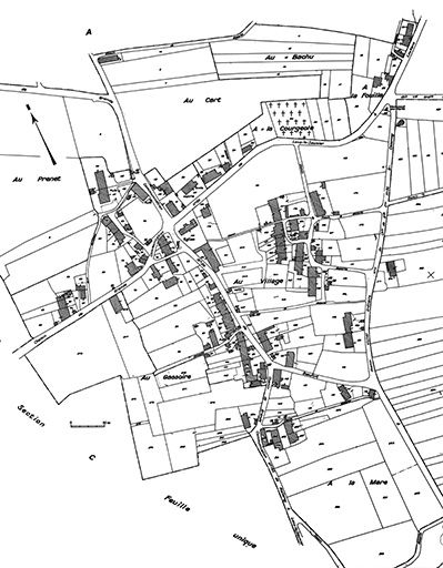 Cadastre : 1942 A (1ère feuille). © Jérôme Mongreville / Région Bourgogne-Franche-Comté, Inventaire du patrimoine - 1985