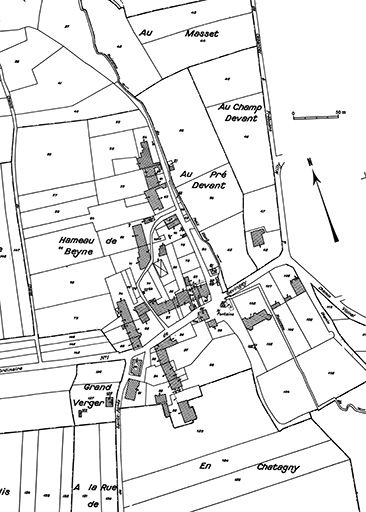 Cadastre : 1942 D (1ère feuille). © Jérôme Mongreville / Région Bourgogne-Franche-Comté, Inventaire du patrimoine - 1985