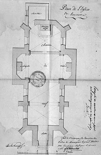 Plan de l'église. © Yves Sancey / Région Bourgogne-Franche-Comté, Inventaire du patrimoine - 1985