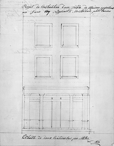 Projet de reconstruction d'une façade d'une maison [... 15, place Denfert-Rochereau], 1849. © Jérôme Mongreville / Région Bourgogne-Franche-Comté, Inventaire du patrimoine - 1986