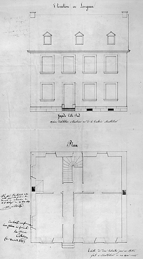 Maison d'habitation à construire rue de la Tuilerie [... Rue Saint-Georges], 1865. © Jérôme Mongreville / Région Bourgogne-Franche-Comté, Inventaire du patrimoine - 1986