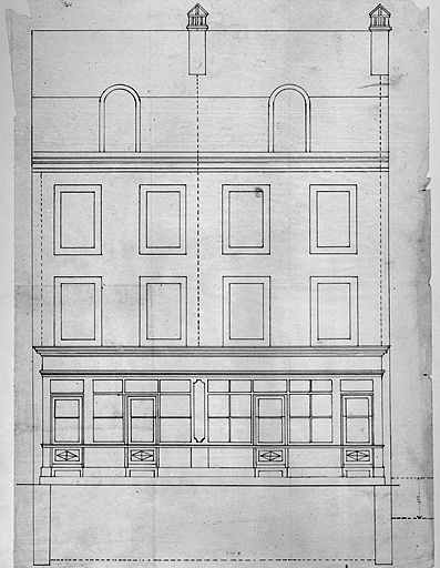 Elévation des maisons Chapiot et Gruet, rue de l'Etuve, 1875. © Jérôme Mongreville / Région Bourgogne-Franche-Comté, Inventaire du patrimoine - 1986