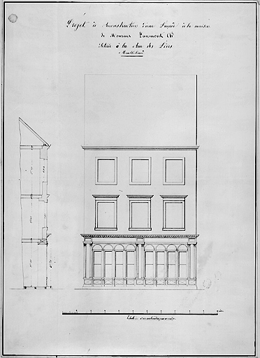 Projet [non réalisé] de reconstruction d'une façade [... 31, rue des Febvres], 1851. © Jérôme Mongreville / Région Bourgogne-Franche-Comté, Inventaire du patrimoine - 1986