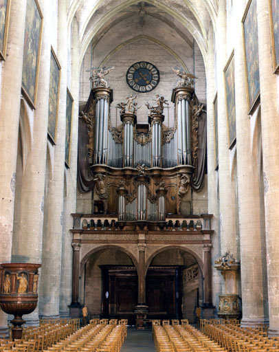 Grand orgue, vu de face en contre-plongée. © Jérôme Mongreville / Région Bourgogne-Franche-Comté, Inventaire du patrimoine - 1986