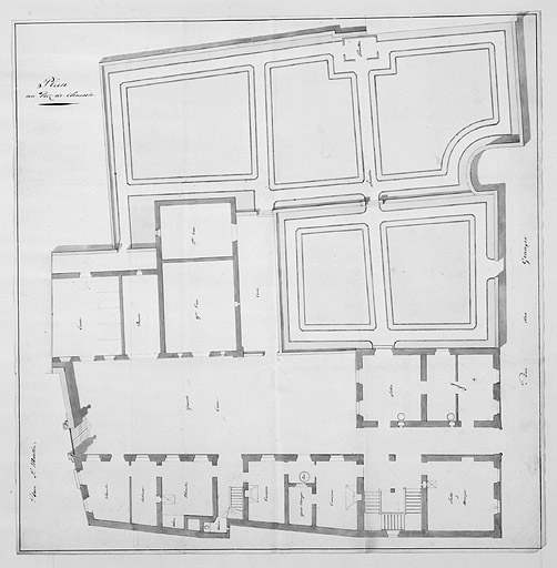 Plan du rez-de-chaussée, 18e siècle. © Jérôme Mongreville / Région Bourgogne-Franche-Comté, Inventaire du patrimoine - 1987