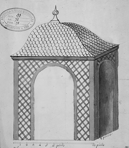 Pavillon en treillage du jardin, 18e siècle. © Jérôme Mongreville / Région Bourgogne-Franche-Comté, Inventaire du patrimoine - 1987