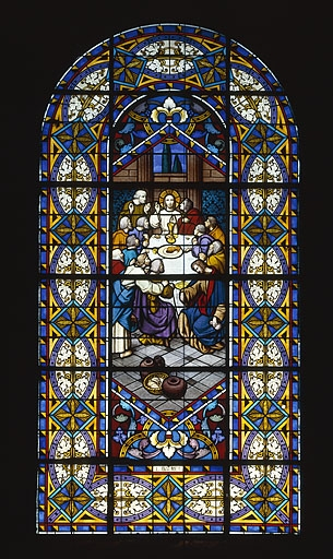 Baie 7 : la Cène, réalisée par L. Balmet au début du 20e siècle. © Yves Sancey / Région Bourgogne-Franche-Comté, Inventaire du patrimoine - 1987