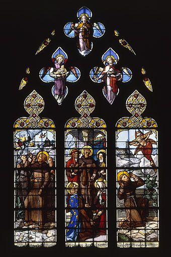 Baie 11 : trois scènes de la vie de Saint-François d'Assise. © Yves Sancey / Région Bourgogne-Franche-Comté, Inventaire du patrimoine - 1987