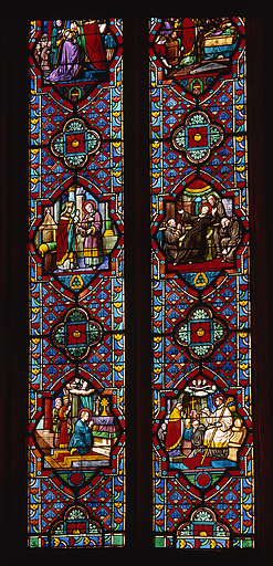 Baie 4 : détail partie inférieure. © Yves Sancey / Région Bourgogne-Franche-Comté, Inventaire du patrimoine - 1987 Baie 4 : détail partie inférieure. © Yves Sancey / Région Bourgogne-Franche-Comté, Inventaire du patrimoine - 1987