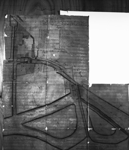 Plan géométrique des forges, haut fourneau, moulins et du sol [...]. © Yves Sancey / Région Bourgogne-Franche-Comté, Inventaire du patrimoine - 1987