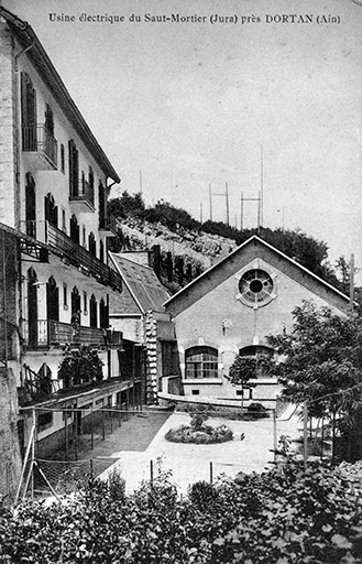 Usine électrique du Saut-Mortier (Jura) prés Dortan (Ain). © Yves  Sancey (reproduction) / Région Bourgogne-Franche-Comté, Inventaire du patrimoine - 1988 Usine électrique du Saut-Mortier (Jura) prés Dortan (Ain). © Yves  Sancey (reproduction) / Région Bourgogne-Franche-Comté, Inventaire du patrimoine - 1988