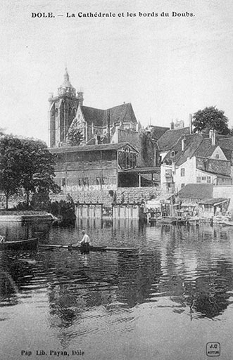 Dole. - La Cathédrale et les bords du Doubs. © Laurent  Poupard (reproduction) / Région Bourgogne-Franche-Comté, Inventaire du patrimoine - 1989