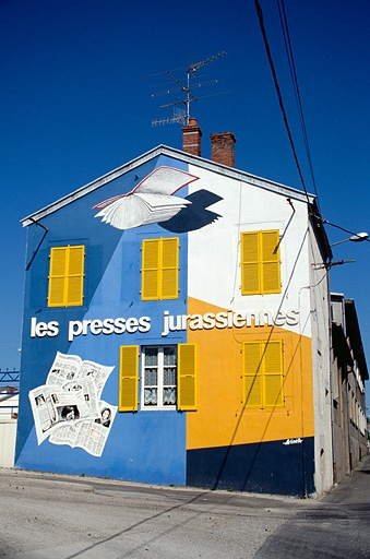 Logement patronal : peinture murale. © Laurent Poupard / Région Bourgogne-Franche-Comté, Inventaire du patrimoine - 1989