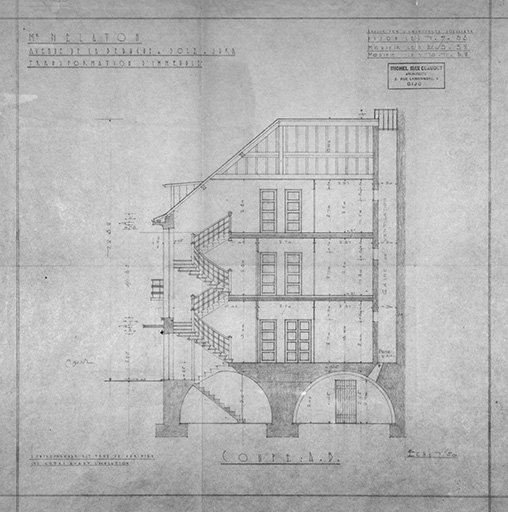 M. Nélaton [...] Transformation d'immeuble. Coupe A.B. (coupe transversale). © Jérôme Mongreville / Région Bourgogne-Franche-Comté, Inventaire du patrimoine - 1989