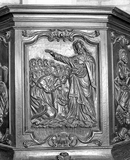 Troisième panneau de la cuve : la Mission des Apôtres. © Jérôme Mongreville / Région Bourgogne-Franche-Comté, Inventaire du patrimoine - 1989