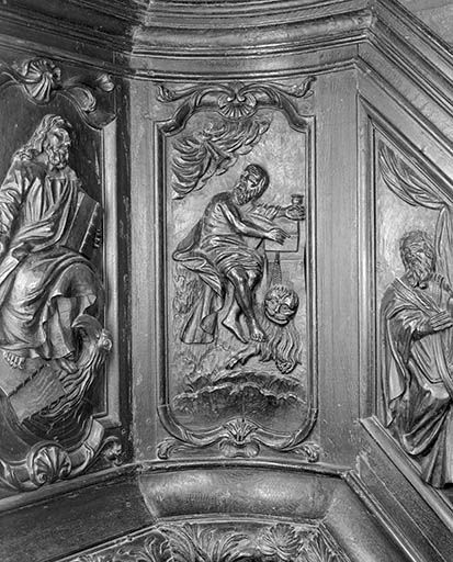 Quatrième panneau de la rampe : saint Jérôme. © Jérôme Mongreville / Région Bourgogne-Franche-Comté, Inventaire du patrimoine - 1989