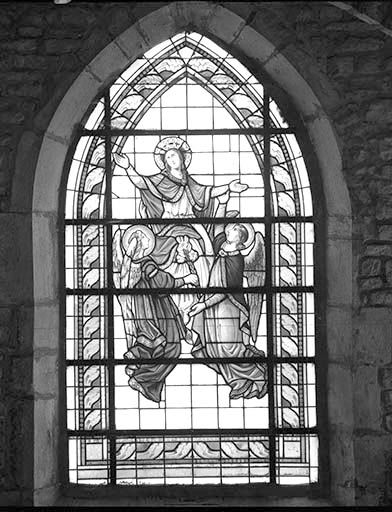 Verrière du choeur : l'Assomption © Jérôme Mongreville / Région Bourgogne-Franche-Comté, Inventaire du patrimoine - 1989