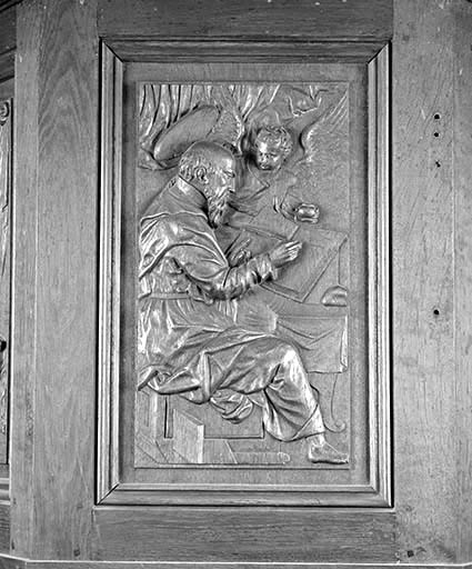 Troisième panneau : saint Matthieu. © Jérôme Mongreville / Région Bourgogne-Franche-Comté, Inventaire du patrimoine - 1989