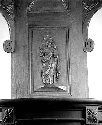 Panneau du dorsal : le Bon Pasteur. © Jérôme Mongreville / Région Bourgogne-Franche-Comté, Inventaire du patrimoine - 1989