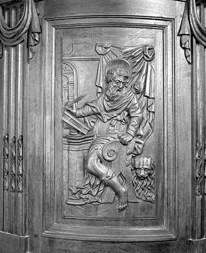 Deuxième panneau de la cuve : saint Marc. © Jérôme Mongreville / Région Bourgogne-Franche-Comté, Inventaire du patrimoine - 1989