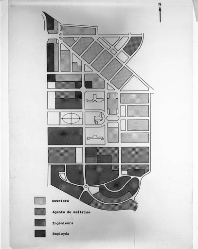 Plan de répartition des catégories socio-professionnelles. © Yves Sancey / Région Bourgogne-Franche-Comté, Inventaire du patrimoine - 1990