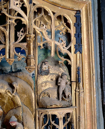 Jonas sortant de la baleine, en haut à droite de la Déploration. © Jérôme Mongreville / Région Bourgogne-Franche-Comté, Inventaire du patrimoine - 1990