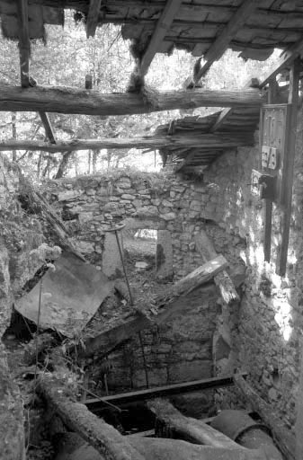 Site de la cascade : intérieur du bâtiment d'eau. © Laurent Poupard / Région Bourgogne-Franche-Comté, Inventaire du patrimoine - 1990
