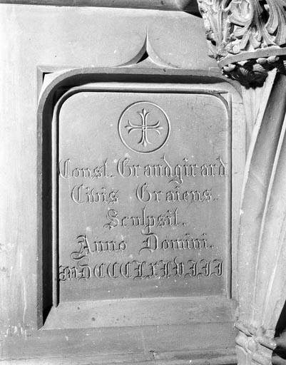 Détail : date et signature. © Yves Sancey / Région Bourgogne-Franche-Comté, Inventaire du patrimoine - 1991