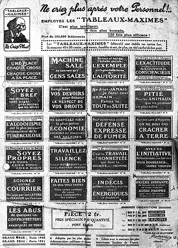 Affiche publicitaire pour les tableaux-maximes. © Jérôme Mongreville / Région Bourgogne-Franche-Comté, Inventaire du patrimoine - 1992