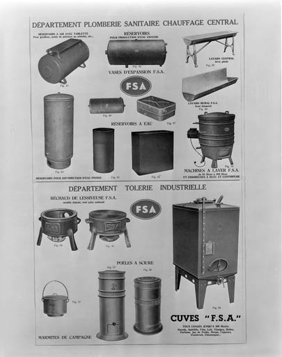 Partie droite de l'affiche : département plomberie-sanitaire-chauffage central et tôlerie industrielle. © Jérôme  Mongreville (reproduction) / Région Bourgogne-Franche-Comté, Inventaire du patrimoine - 1993