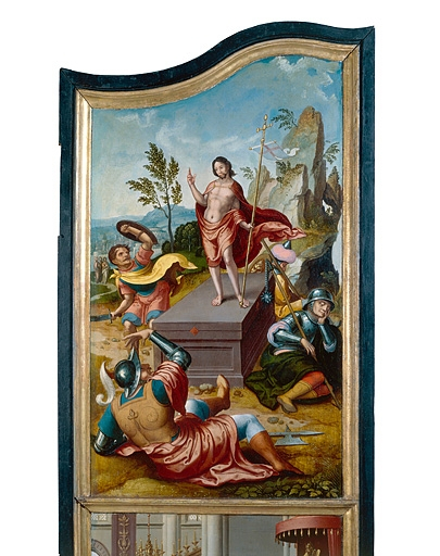 Face interne du volet droit : la Résurrection (après restauration). © Jérôme Mongreville / Région Bourgogne-Franche-Comté, Inventaire du patrimoine - 1994