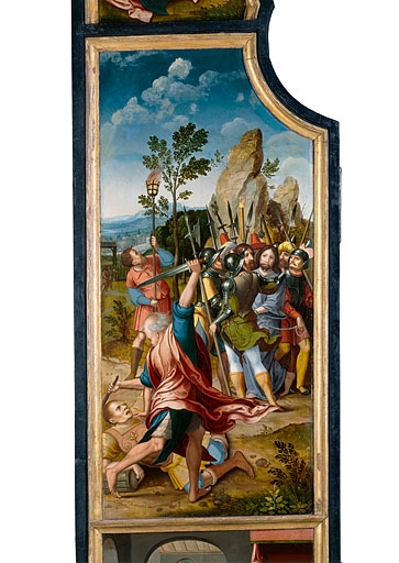 Face interne du volet gauche : l'Arrestation du Christ (après restauration). © Jérôme Mongreville / Région Bourgogne-Franche-Comté, Inventaire du patrimoine - 1994
