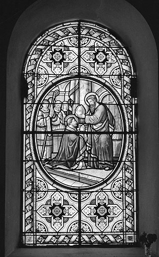 Baie 7 : saint Denis consacré évêque d'Athènes par saint Paul. © Yves Sancey / Région Bourgogne-Franche-Comté, Inventaire du patrimoine - 1996