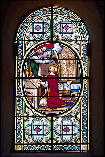 Baie 9 : saint Denis est visité par un ange. © Yves Sancey / Région Bourgogne-Franche-Comté, Inventaire du patrimoine - 1996