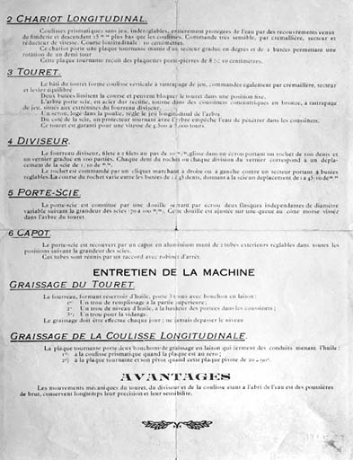 [Industrie lapidaire : ] Nouvelle machine à scier perfectionnée. © Yves Sancey / Région Bourgogne-Franche-Comté, Inventaire du patrimoine - 1996