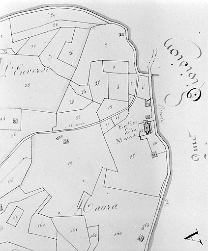 Plan-masse et de situation. Dessin, 1812. Extrait du plan cadastral, commune de Septmoncel, section G, feuille 1, échelle 1:5000. © Jérôme Mongreville / Région Bourgogne-Franche-Comté, Inventaire du patrimoine - 1996