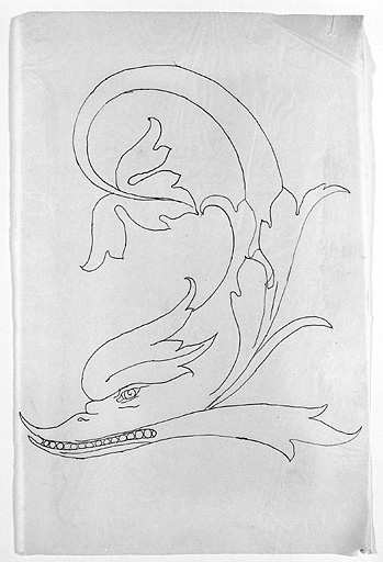 Modèle d'ornement mi-végétal mi-animal. © Yves Sancey / Région Bourgogne-Franche-Comté, Inventaire du patrimoine - 1996