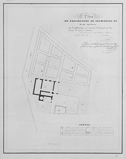 Plan du presbytère de Septmoncel et de ses dépendances [plan masse]. © Jérôme Mongreville / Région Bourgogne-Franche-Comté, Inventaire du patrimoine - 1996