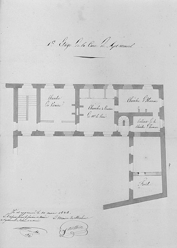 1er étage de la cure de Septmoncel [plan]. © Jérôme Mongreville / Région Bourgogne-Franche-Comté, Inventaire du patrimoine - 1996