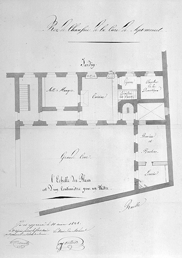 Rez-de-chaussée de la cure de Septmoncel [plan du rez-de-chaussée]. © Jérôme Mongreville / Région Bourgogne-Franche-Comté, Inventaire du patrimoine - 1996