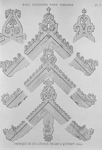 [Fabrique Gay : modèles de] bois découpés pour pignons. © Yves Sancey / Région Bourgogne-Franche-Comté, Inventaire du patrimoine - 1997