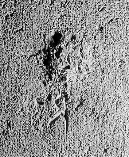 Bosse, traces de boucharde et signe lapidaire sur le revers de la façade au sud. © Jérôme Mongreville / Région Bourgogne-Franche-Comté, Inventaire du patrimoine - 1997