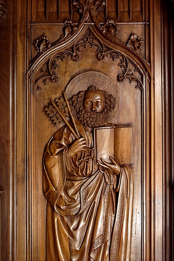 Le premier panneau : saint Pierre. © Jérôme Mongreville / Région Bourgogne-Franche-Comté, Inventaire du patrimoine - 1998